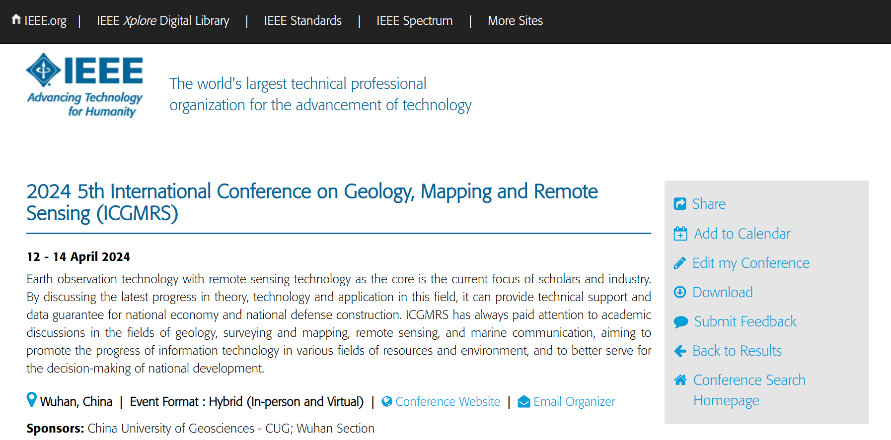2024 5th International Conference on Geology, Mapping and Remote